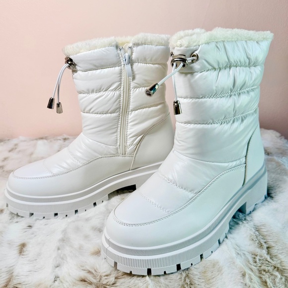 Kayleen Frosty White Quilted Winter Boot With 2" Chunky Heel - Picture 5 of 10